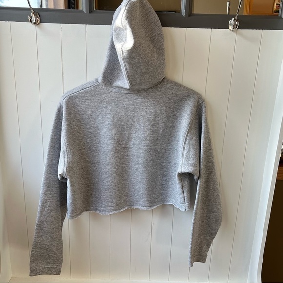 ADIDAS Stripe Brand Cropped Grey Fleece Hoodie, #40, Boys XL - Picture 2 of 8